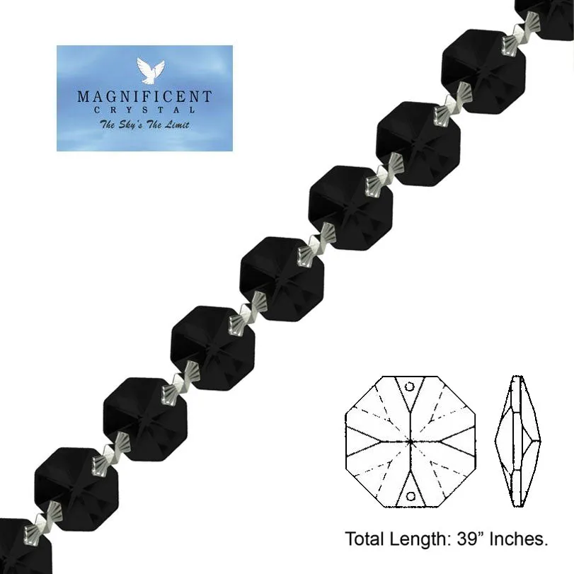 Magnificent Crystal Garland Black 14mm Octagon Prism Strand