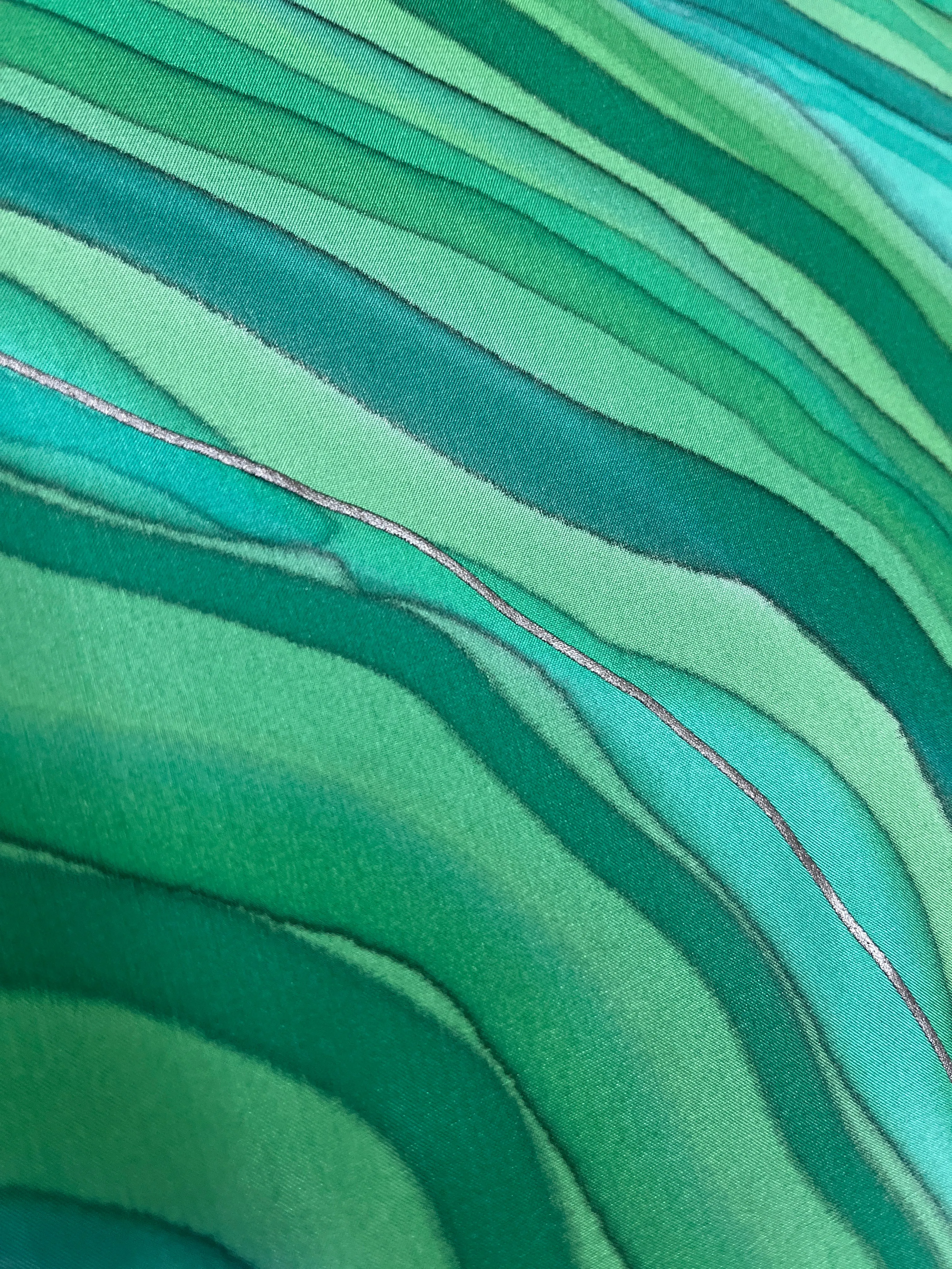 “Magnificent Malachite" - Hand-dyed Silk Scarf - $130