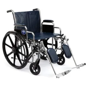 Medline Extra-Wide Wheelchair with Removable Desk Length Arms 500 lb Weight Capacity: Swing Away Leg Rests, 24" Wide Seat Navy