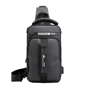 Men Nylon USB Charging Casual Outdoor Brief Chest Bag Shoulder Backpack