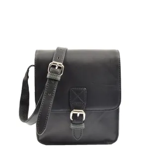 Mens Cross Body Shoulder Bag Leather BOWER Black