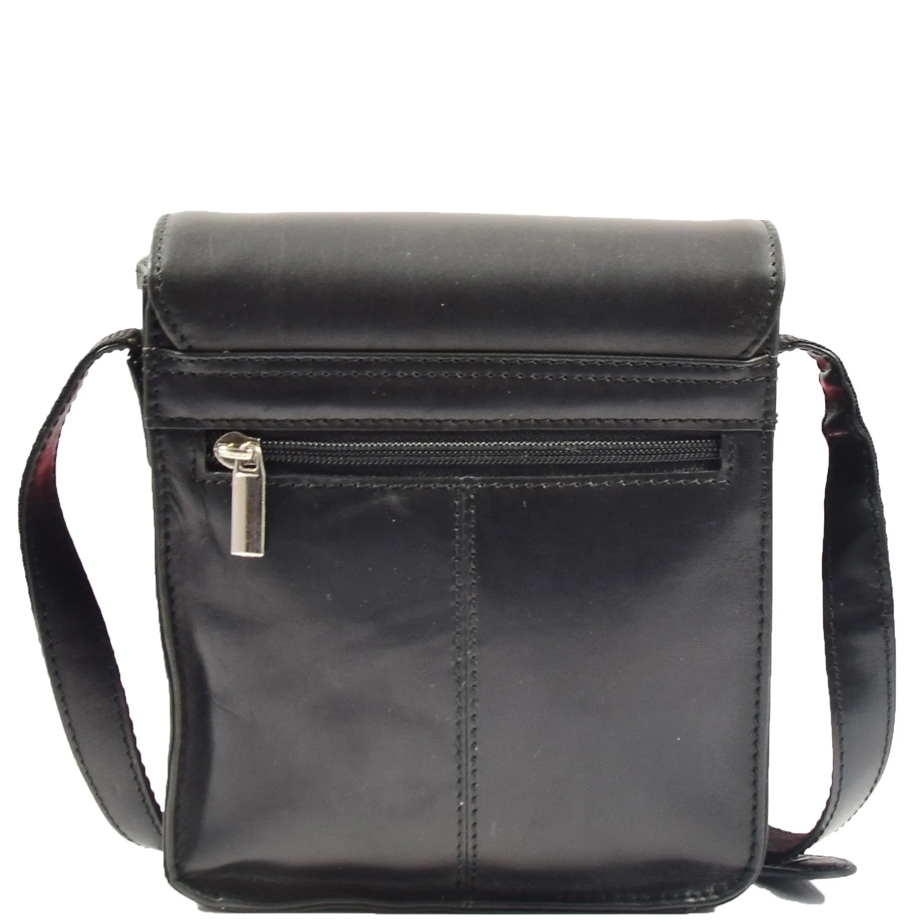 Mens Cross Body Shoulder Bag Leather BOWER Black