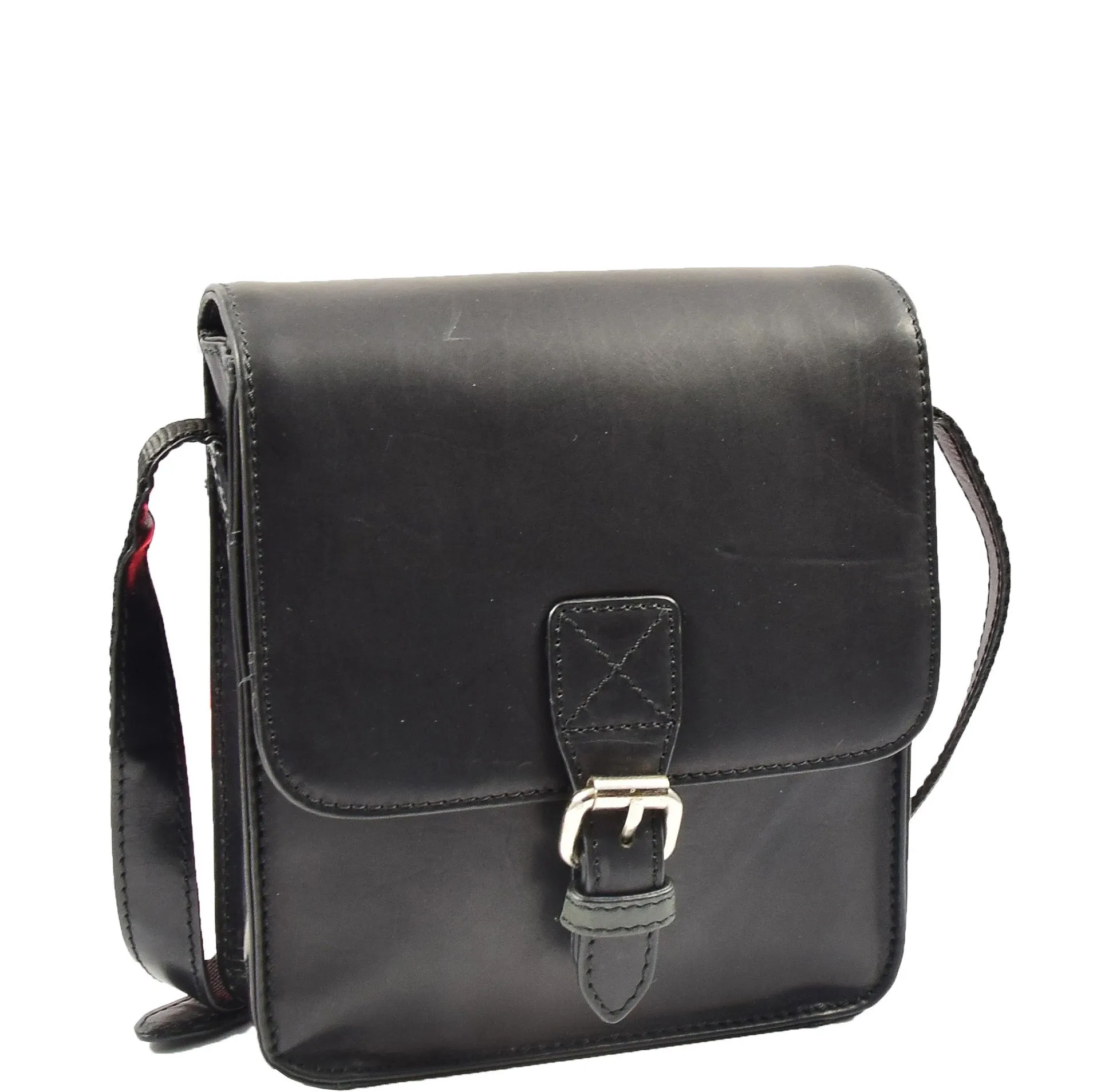 Mens Cross Body Shoulder Bag Leather BOWER Black