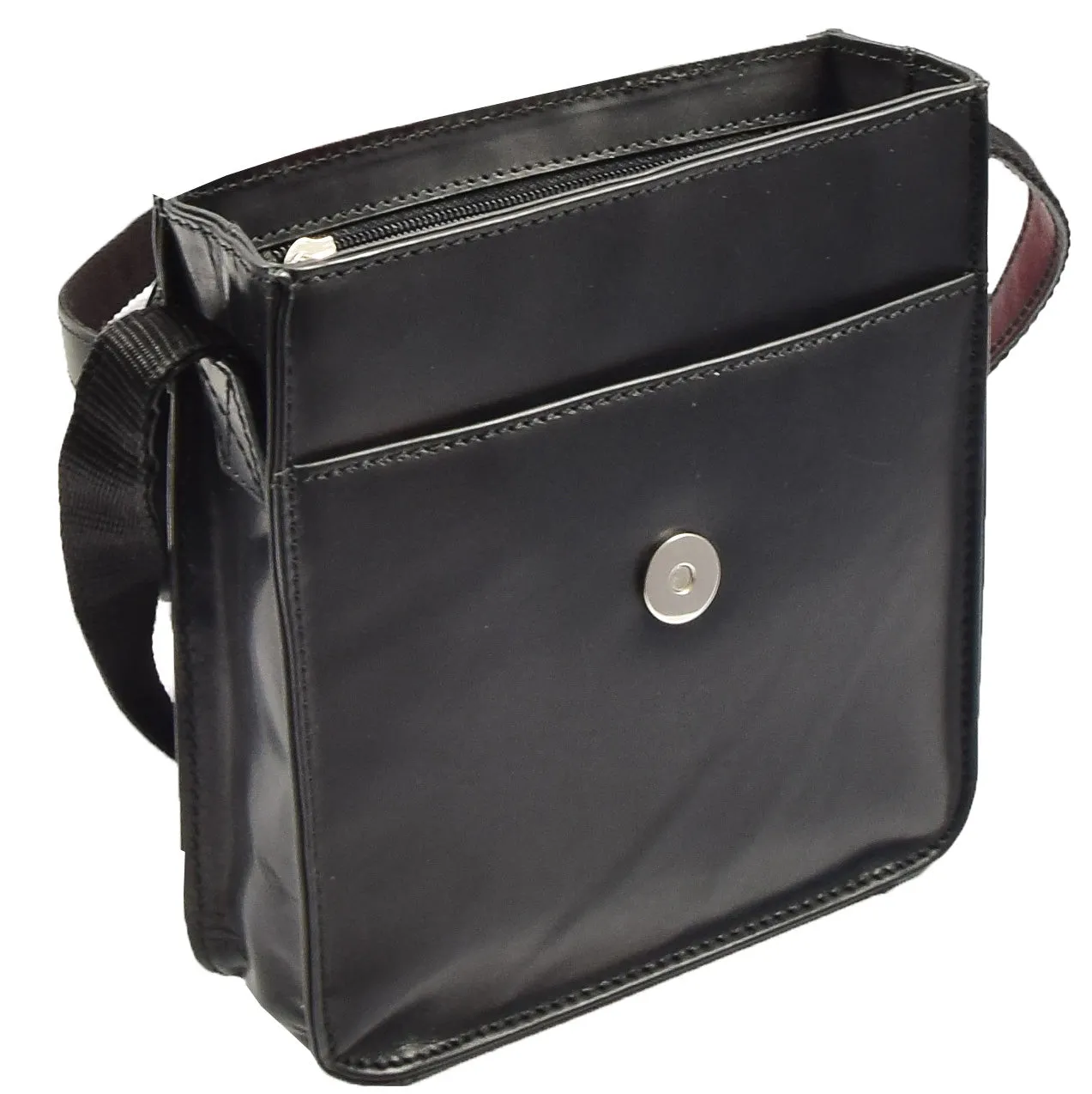 Mens Cross Body Shoulder Bag Leather BOWER Black