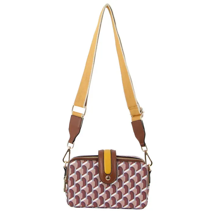 Milleni Geometric Cross Body Bag - Brown