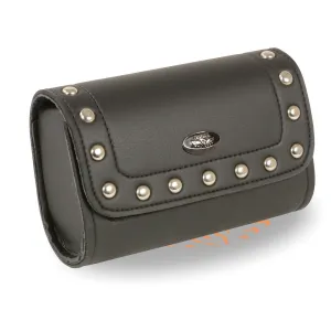 Milwaukee Leather SH63202 Black Motorcycle PVC Small Studded Windshield Bag with Velcro Closure