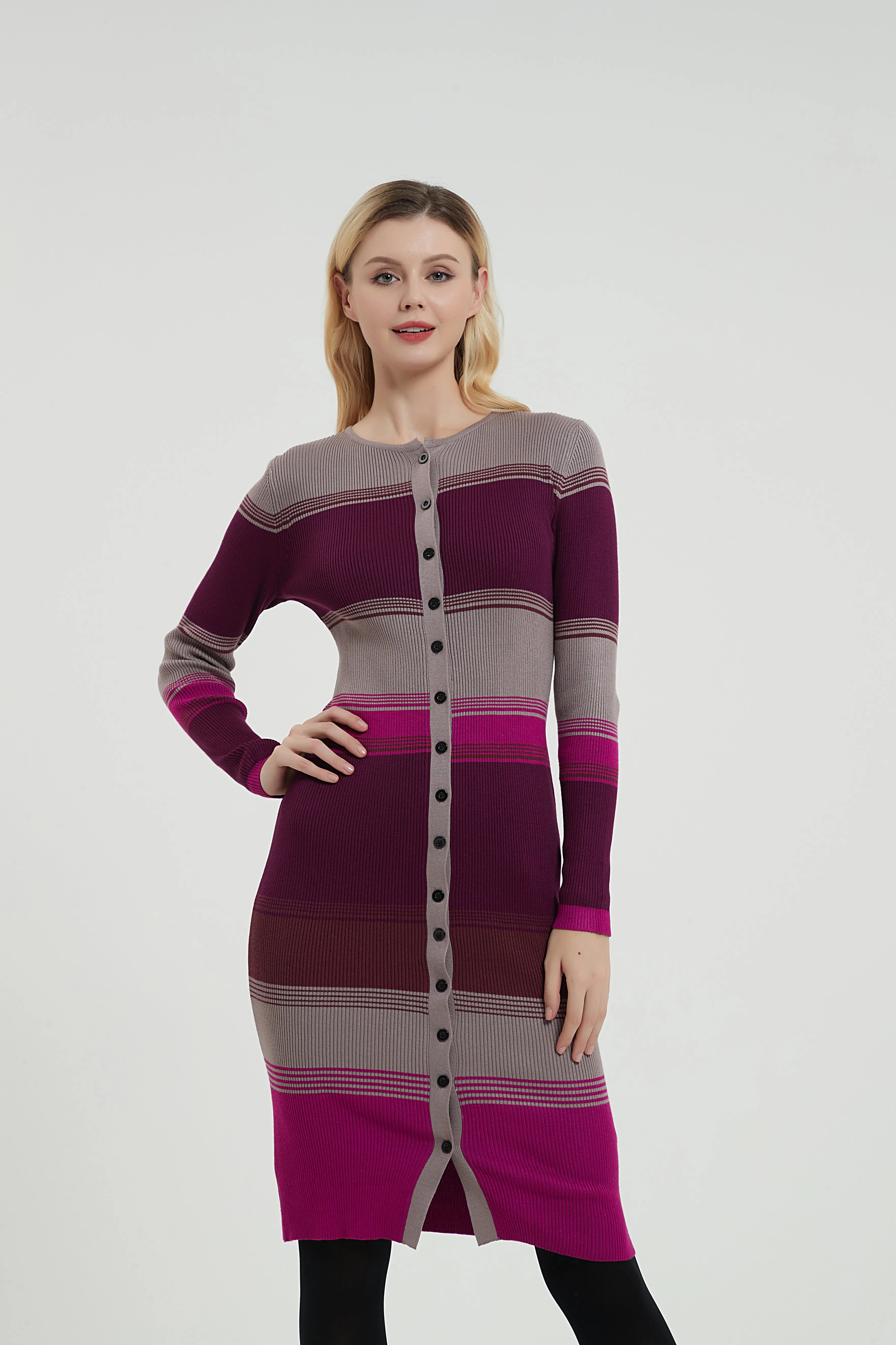 MM RIBBED STRIPE COLOR BLOCK DRESS