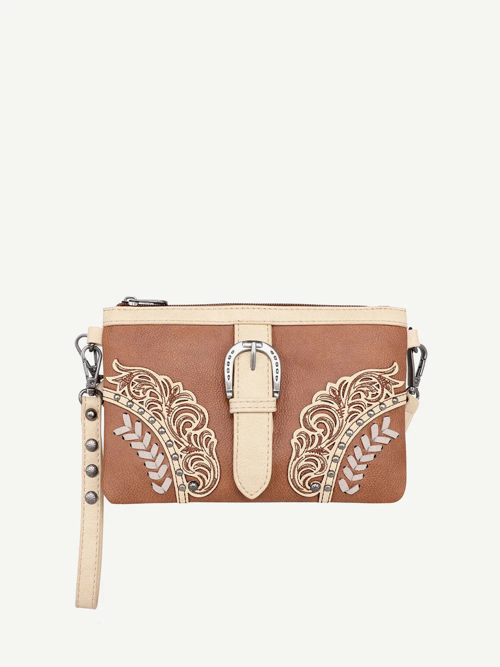 Montana West Cut-Out Floral Buckle Crossbody Clutch