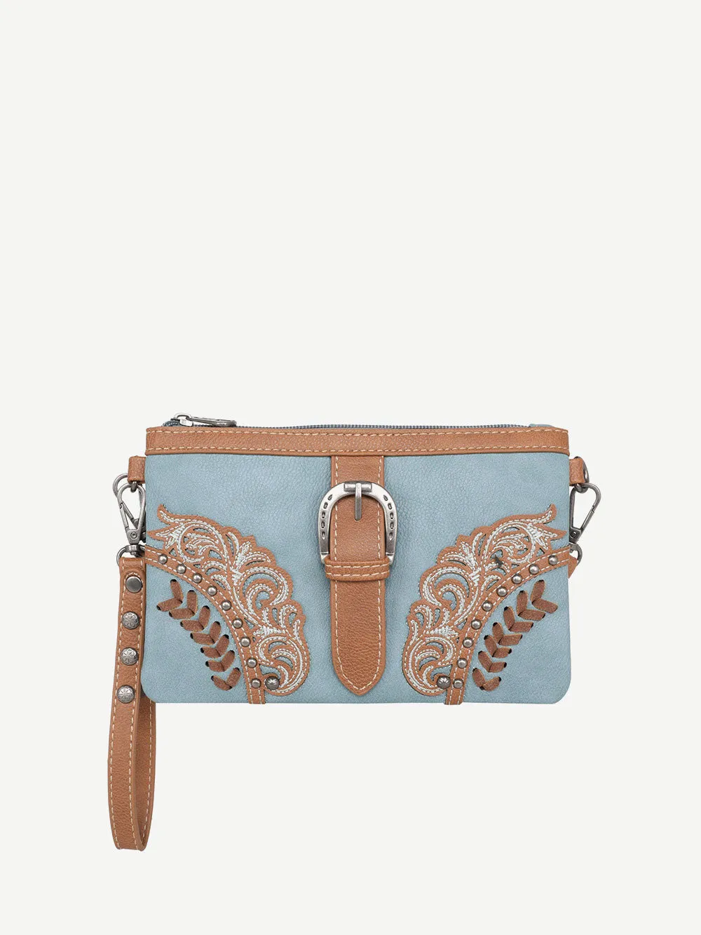 Montana West Cut-Out Floral Buckle Crossbody Clutch