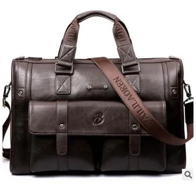 New Luxury Cow Genuine Leather Business Men's Briefcase Male Shoulder Bag