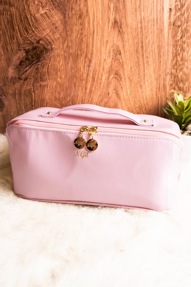 NGIL Morning Ready Pink Large Expandable Cosmetic Bag