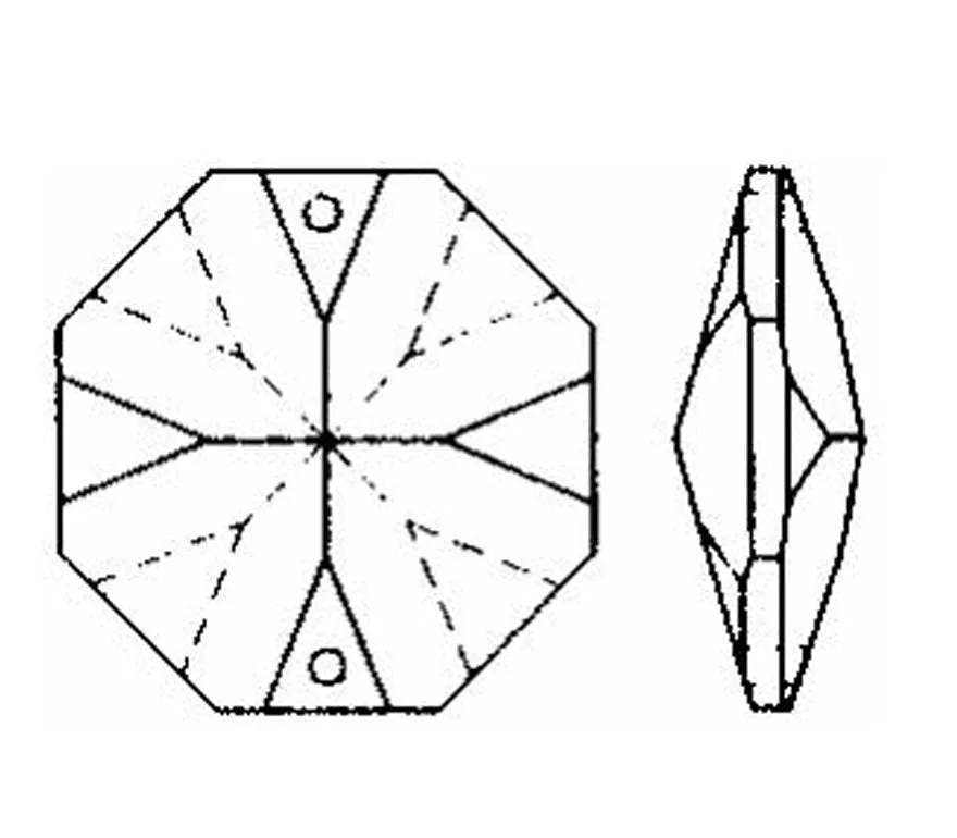 Octagon Crystal 14mm Satin Prism with Two Holes