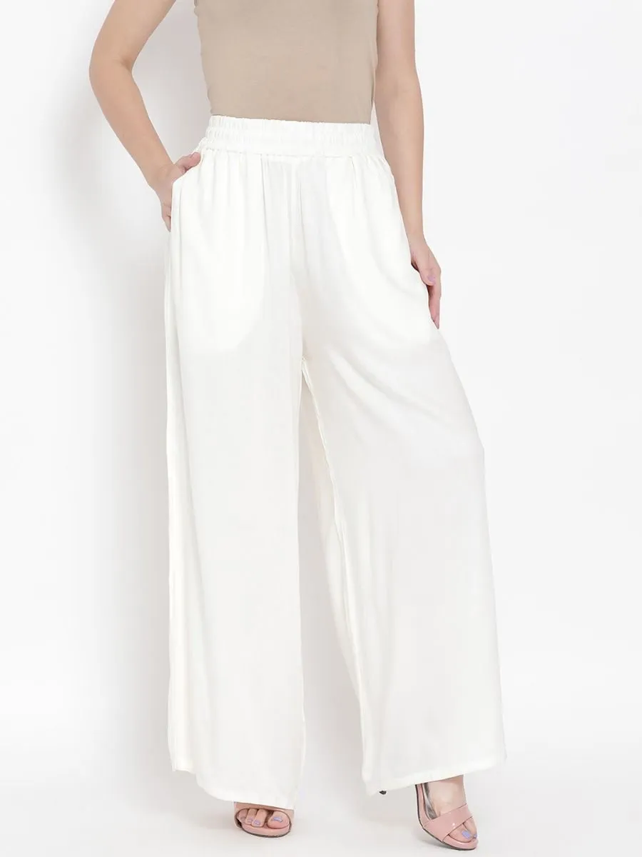 Off-White Palazzo Pants for Ladies