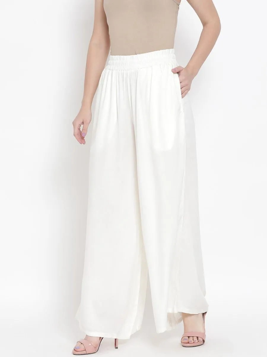 Off-White Palazzo Pants for Ladies