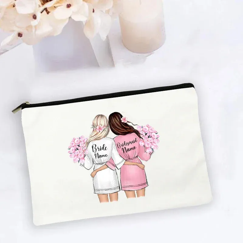 Personalised Makeup Bag Custom Name  Cosmetic Bags Travel Toiletry Organizer Bride Storage Make Up Case Wedding Bridesmaid Gifts