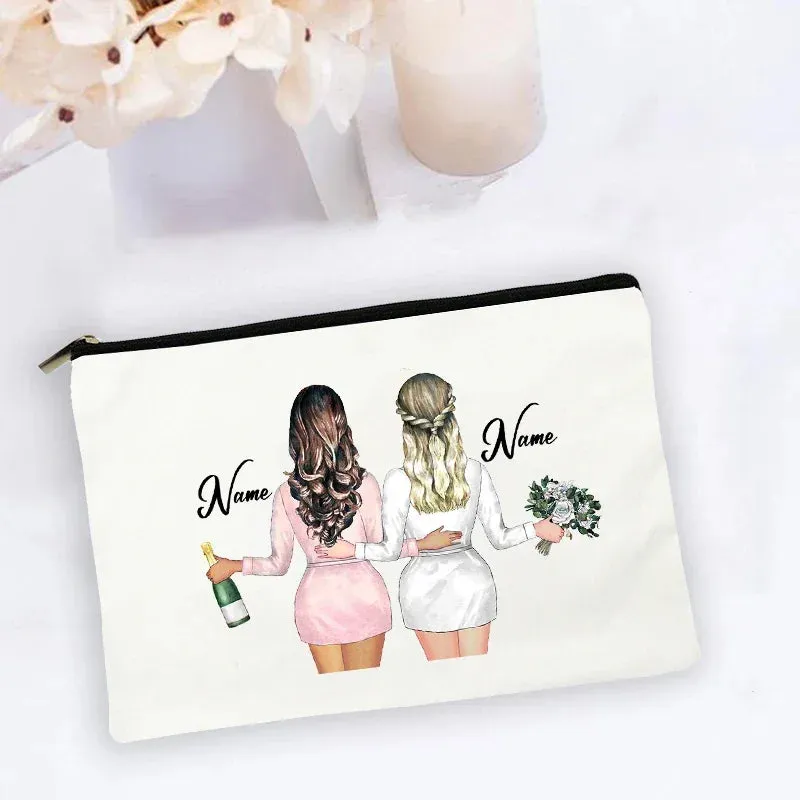 Personalised Makeup Bag Custom Name  Cosmetic Bags Travel Toiletry Organizer Bride Storage Make Up Case Wedding Bridesmaid Gifts