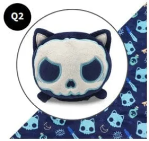 Plushie Tote Bag: Dark Blue Skulls Tote Bag   Dark Blue Skull Cat Plushie