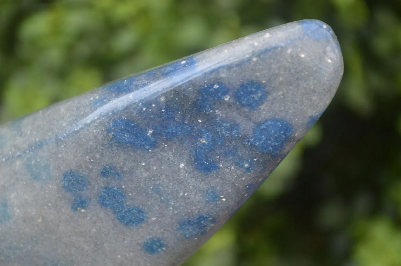 Polished Rare Blue Spinel Spotted Quartz Standing Free Forms x 2 From Madagascar