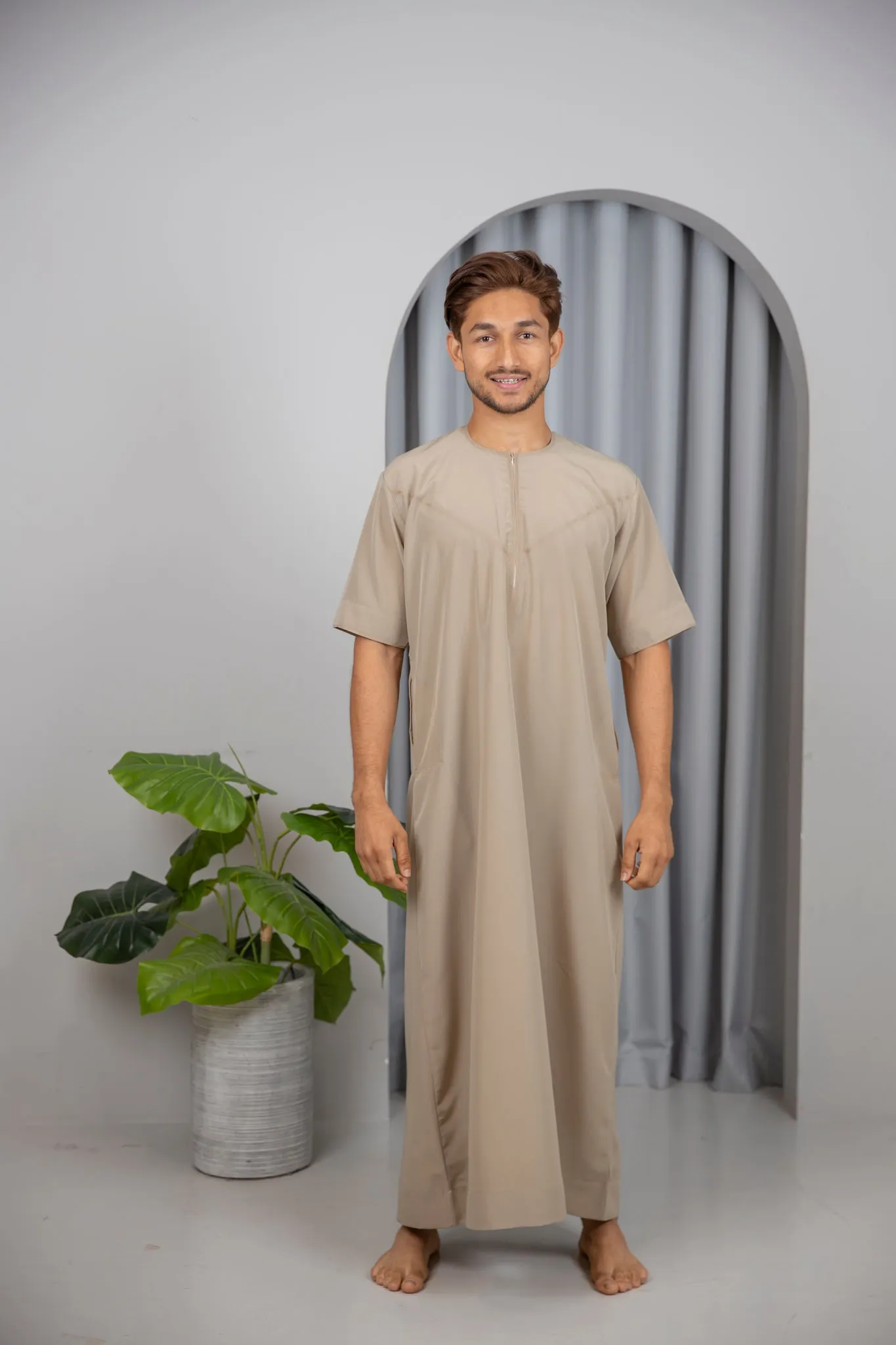 Premium Dark Beige Half Sleeve Thobe