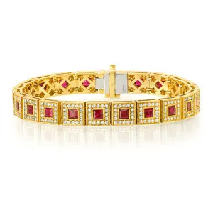 Princess Cut Rubies Bracelet