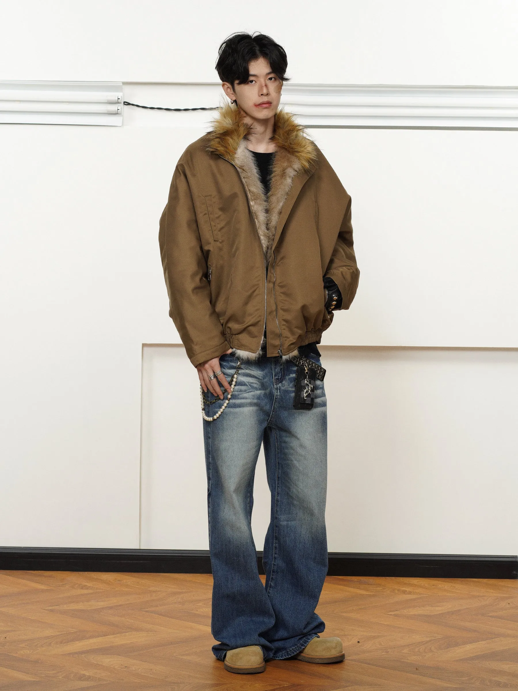 QS147B casual fur jacket