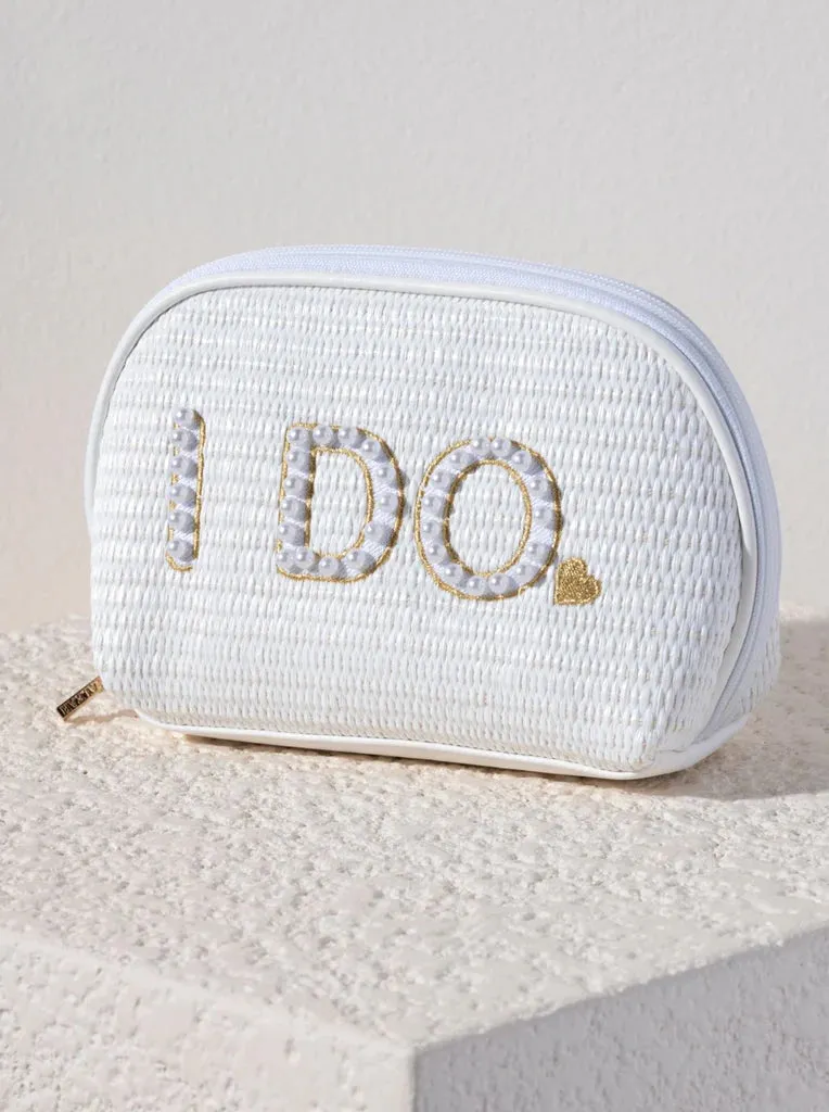 "I Do" Zip Pouch in White