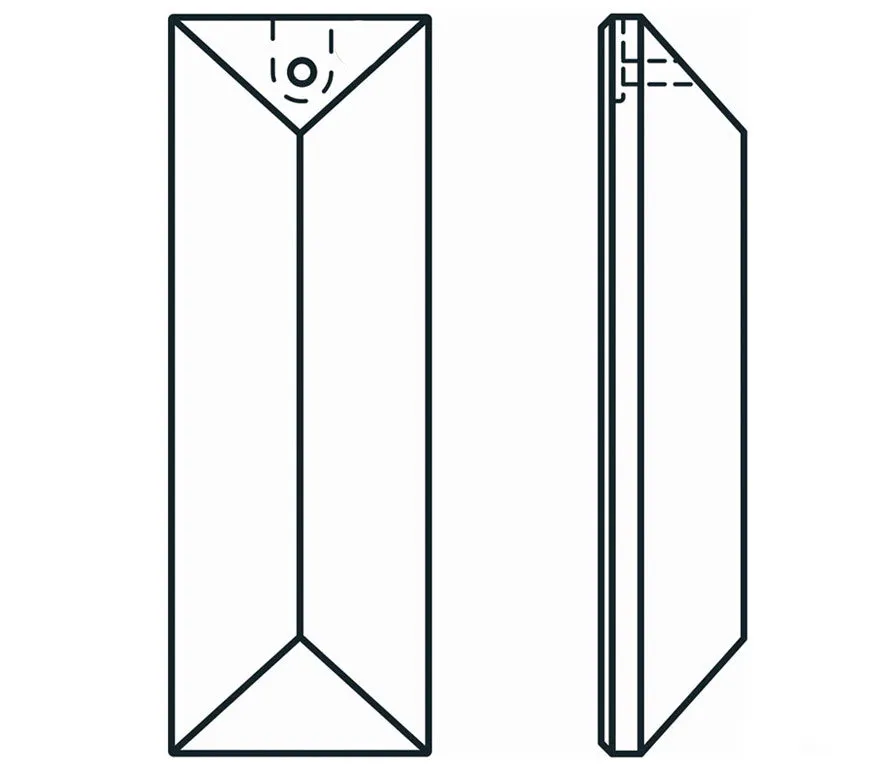 Rectangular Crystal 3 inches Clear Prism with One Hole on Top