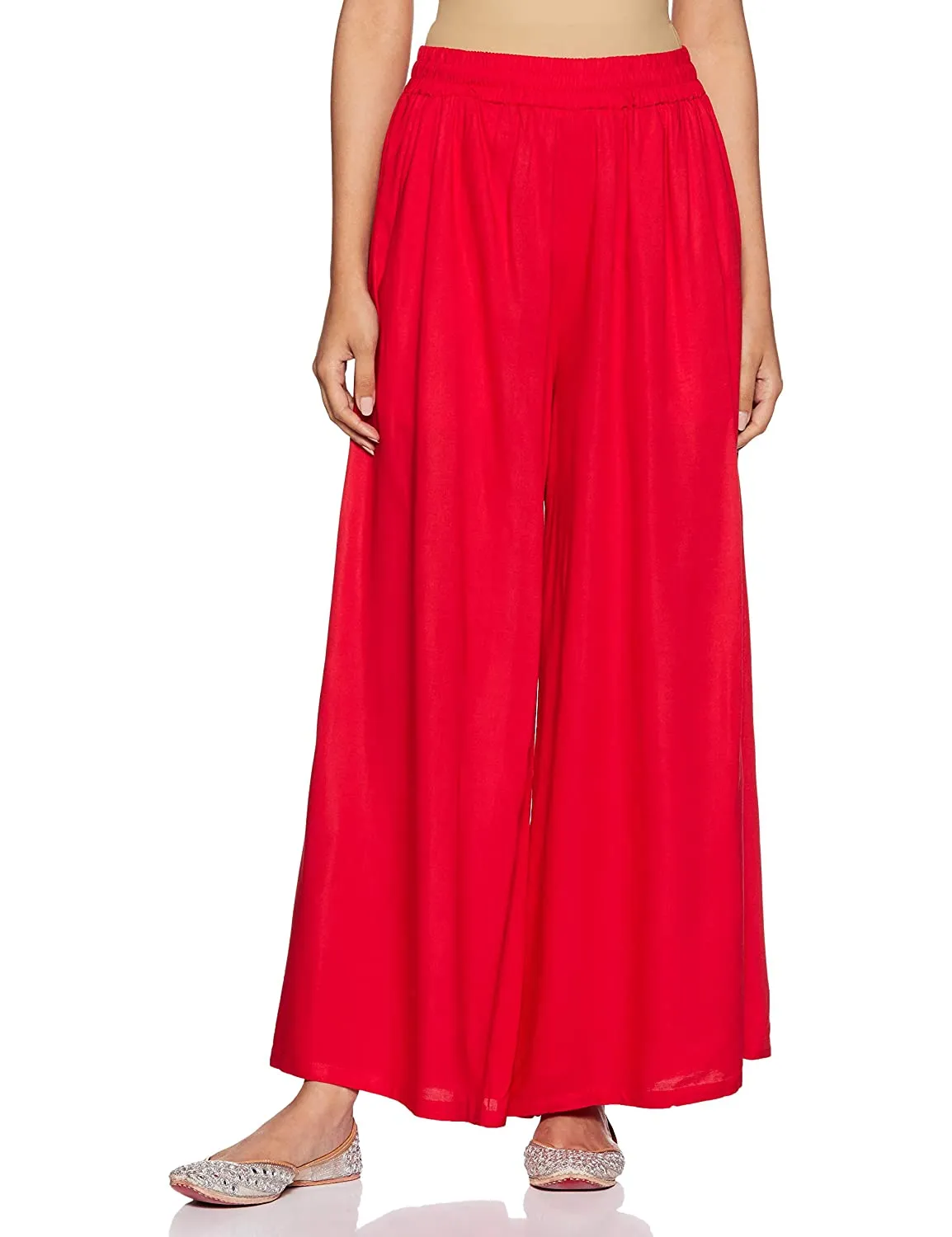 Red Rayon Palazzo Pants for Woman