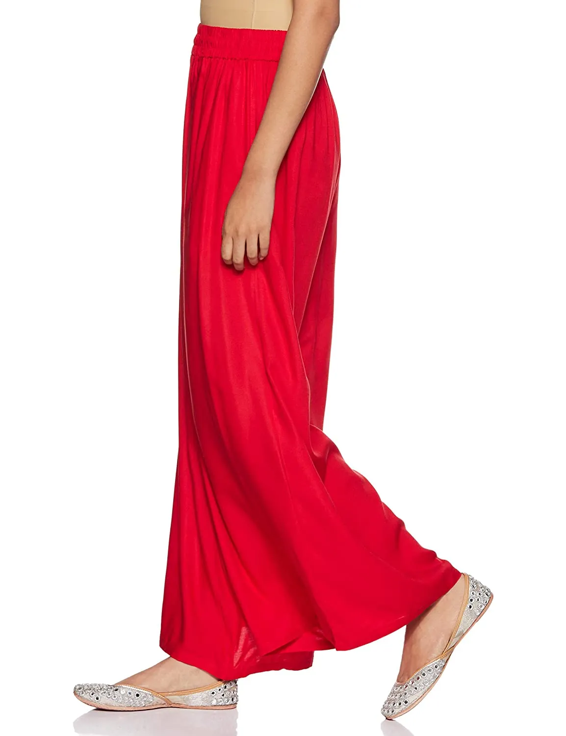 Red Rayon Palazzo Pants for Woman