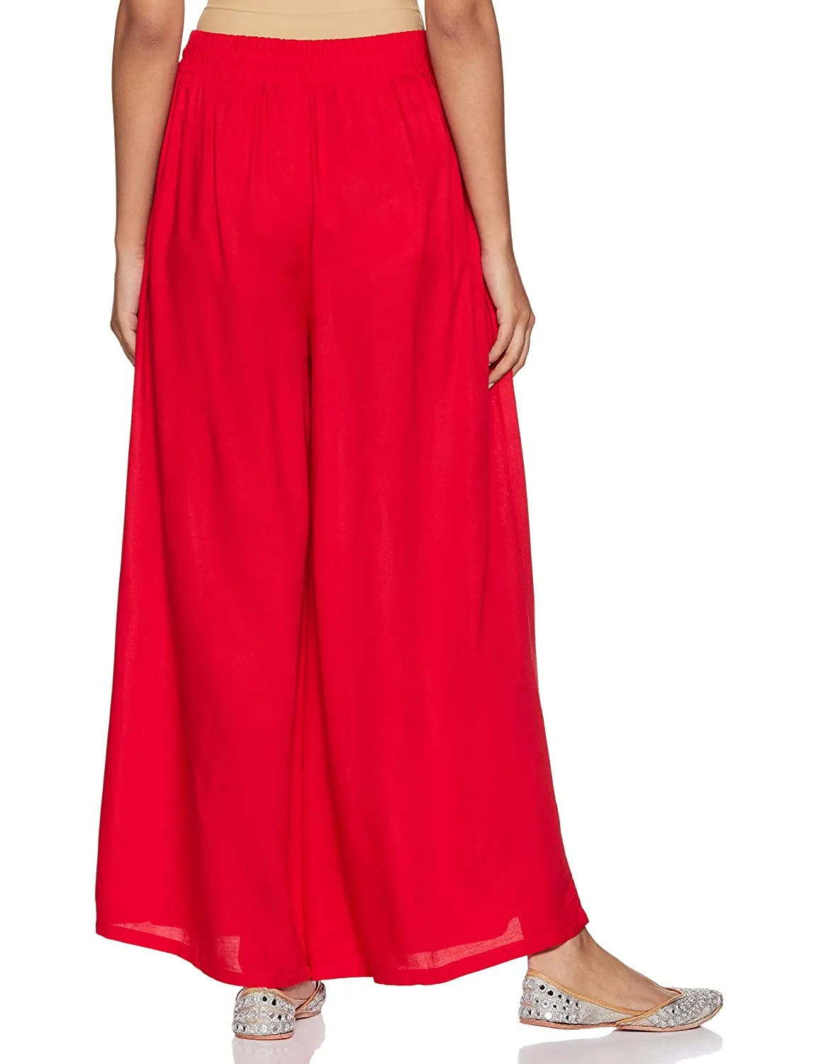 Red Rayon Palazzo Pants for Woman