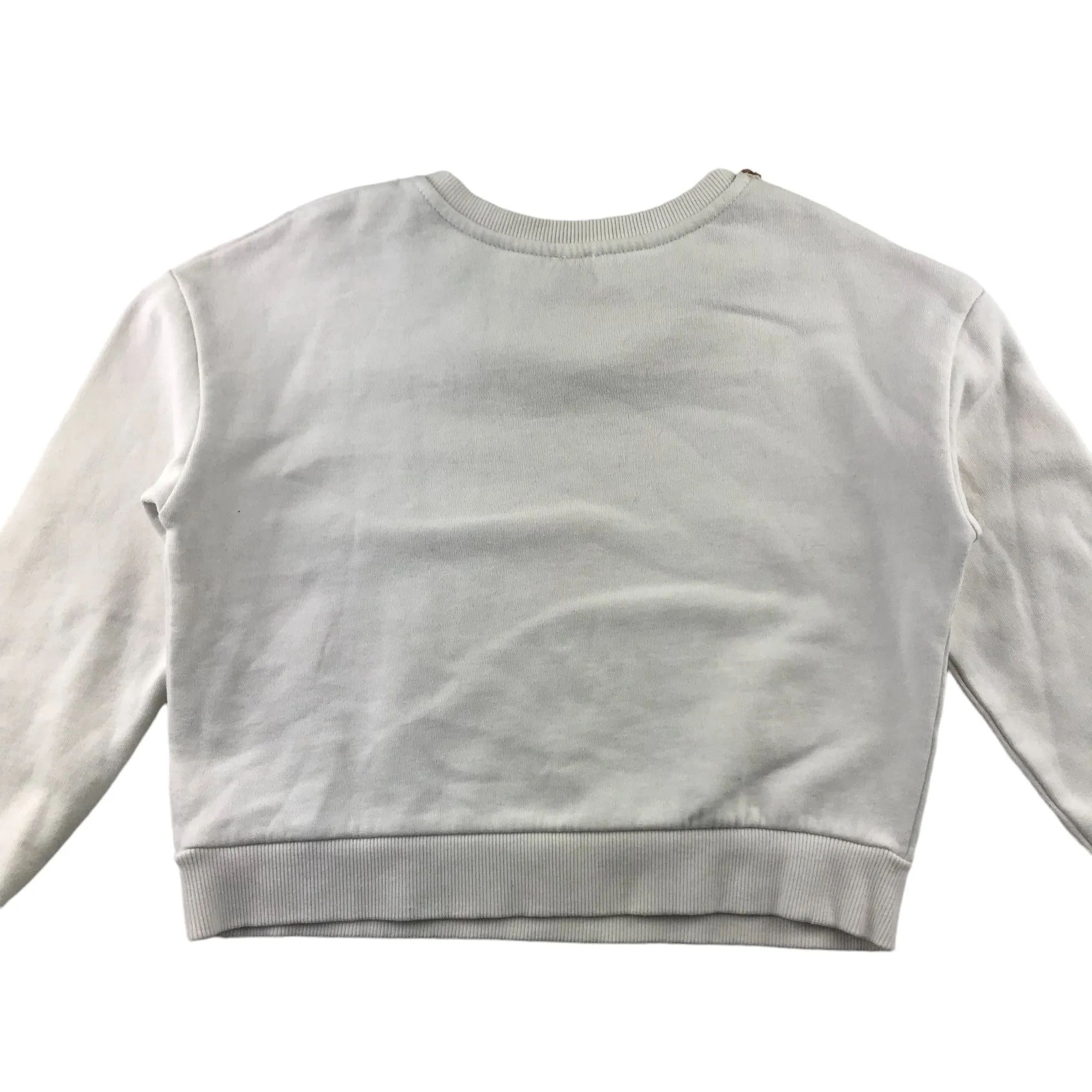 River Island sweater 7-8 years white cropped with sequin floral neck piece