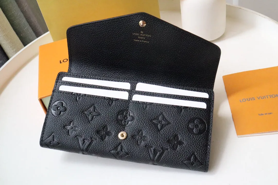 SARAH WALLET BLACK MONOGRAM EMPREINTE 19CM