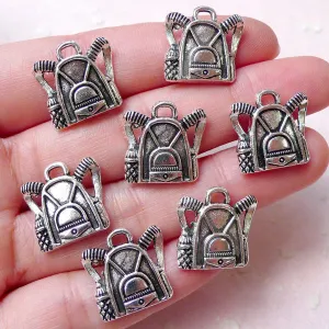 School Bag Charms Backpack Charm Knapsack Charm (7pcs / 16mm x 16mm / Tibetan Silver) Student Back to School Charm Zipper Pull Charm CHM1176