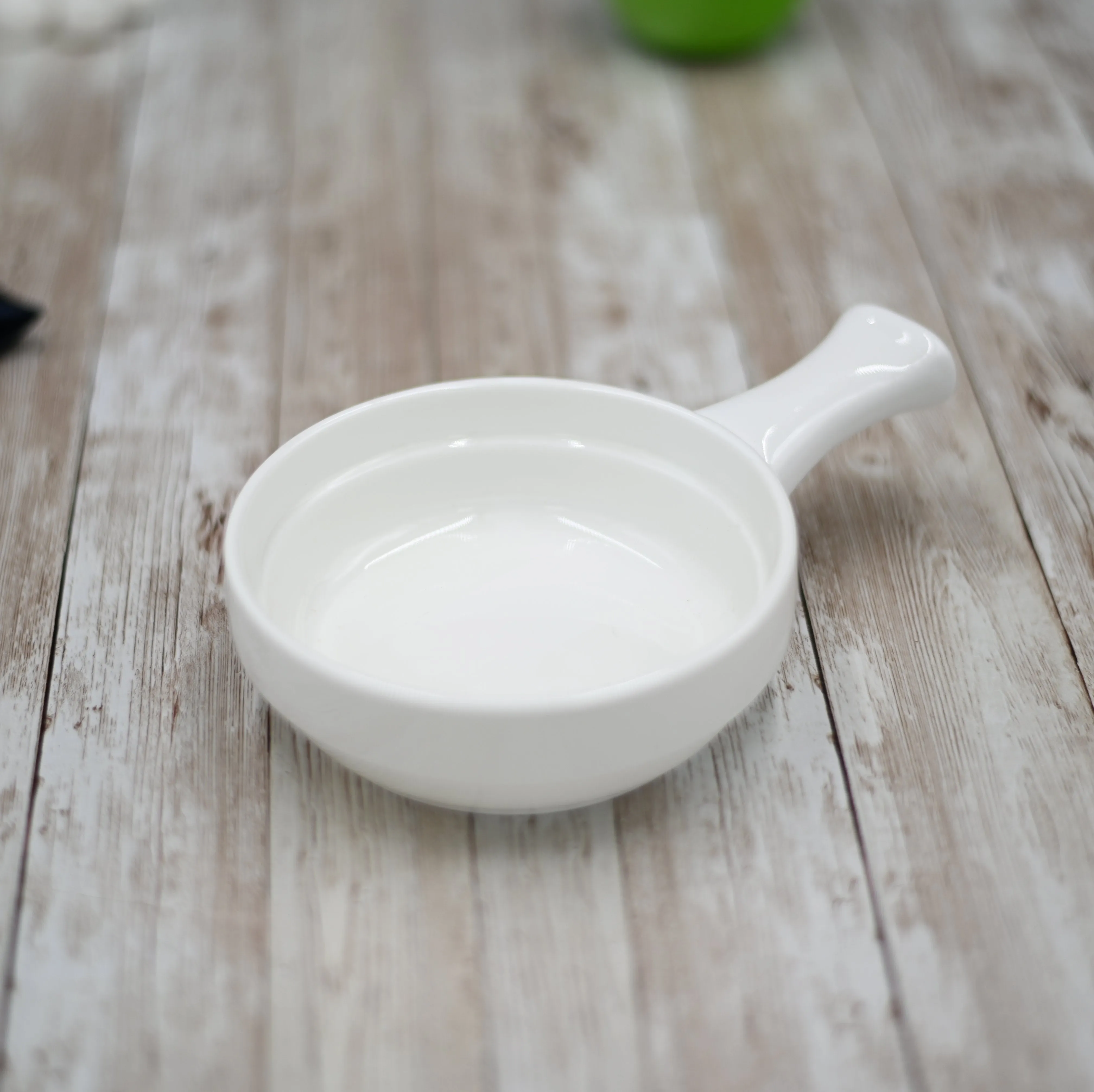 Set Of 3 White French Onion Baking Dish With Handle 5" inch | 10 Oz