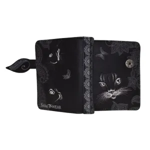 Shagwear Shadow Cat Small Black Zipper Wallet