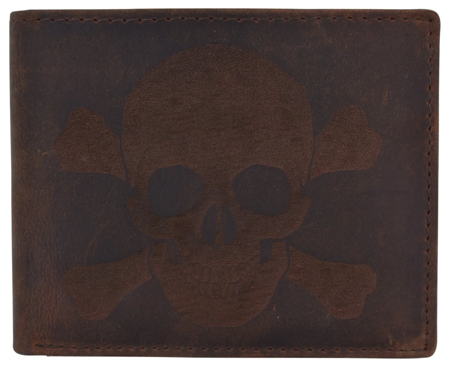 Skull Bones Logo RFID Genuine Leather Credit Card ID Holder Bifold Wallet /53HTC Skull