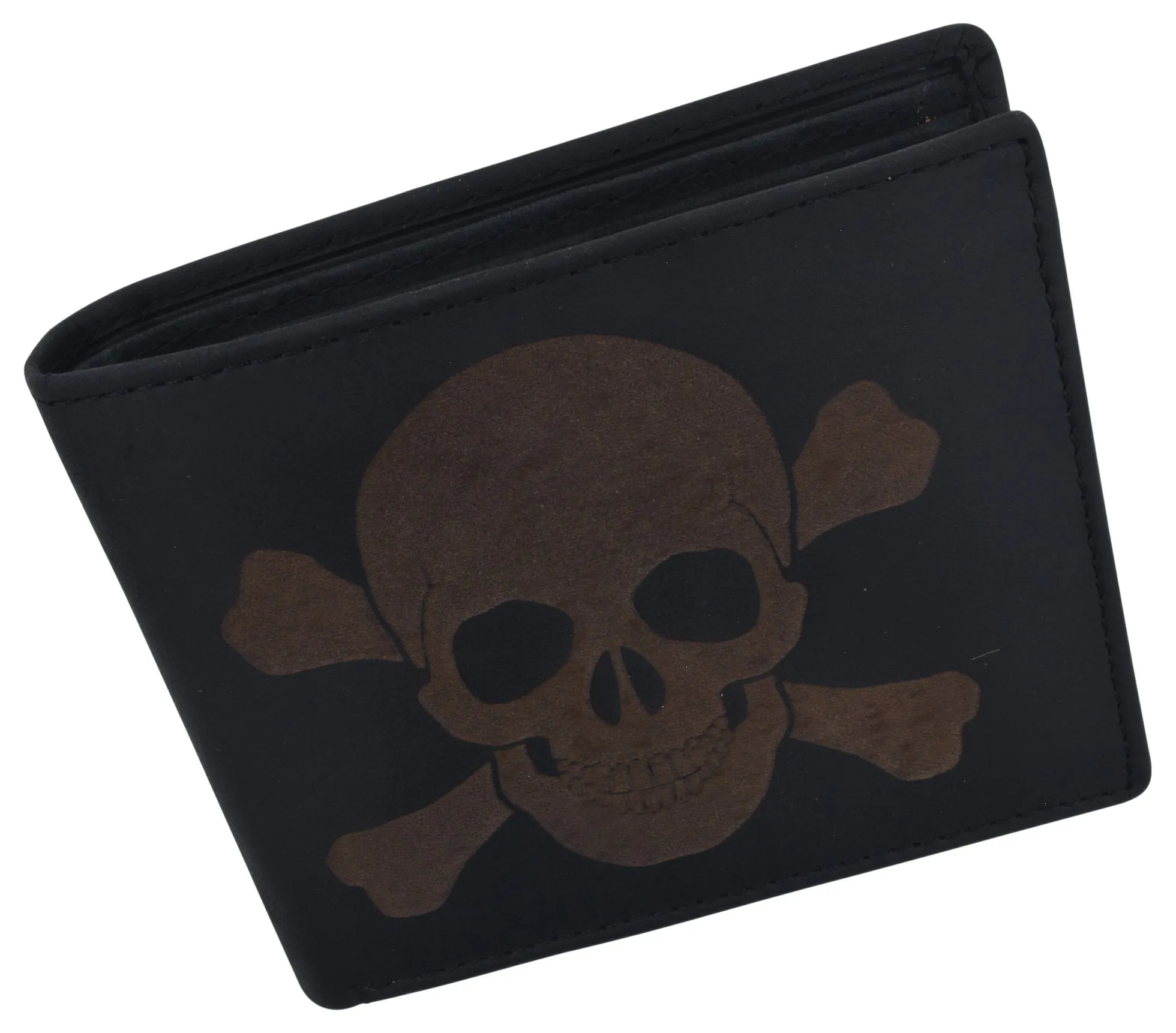 Skull Bones Logo RFID Genuine Leather Credit Card ID Holder Bifold Wallet /53HTC Skull