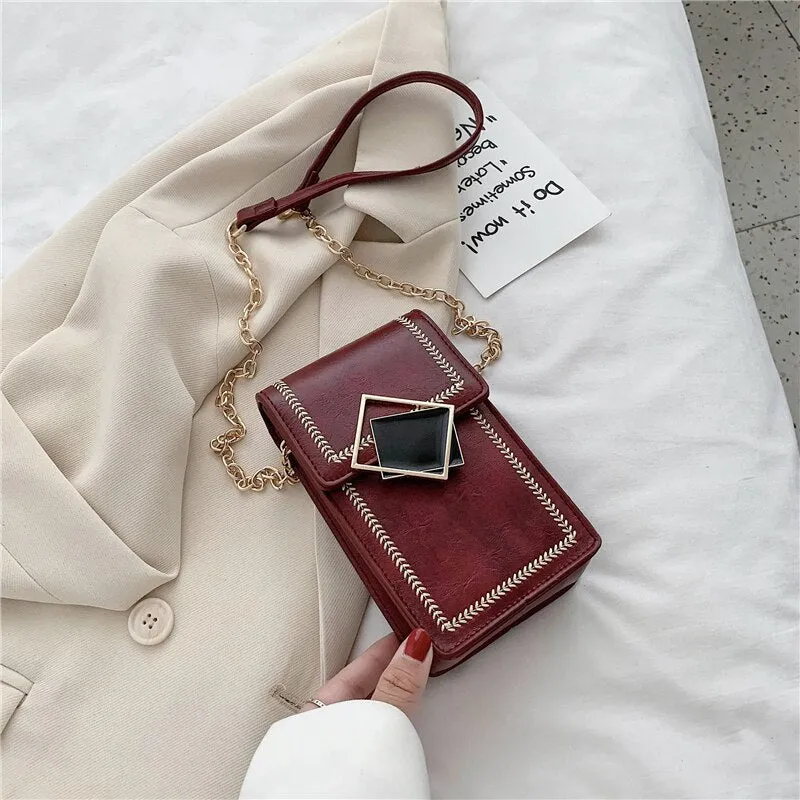 Solid color female bag 2020 new messenger bag ladies shoulder bag luxury designer female bag mini chain bag mobile phone bag