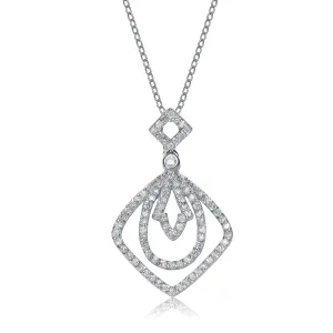 Sterling Silver White Cubic Zirconias Shape Pendant