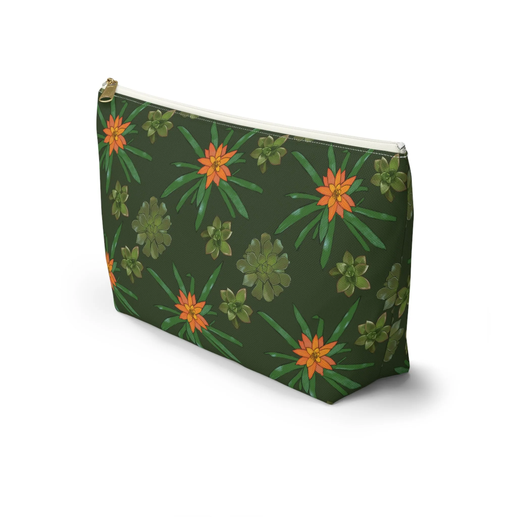 Succulent Pattern Accessory Pouch w T-bottom Makeup Bag