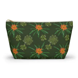 Succulent Pattern Accessory Pouch w T-bottom Makeup Bag