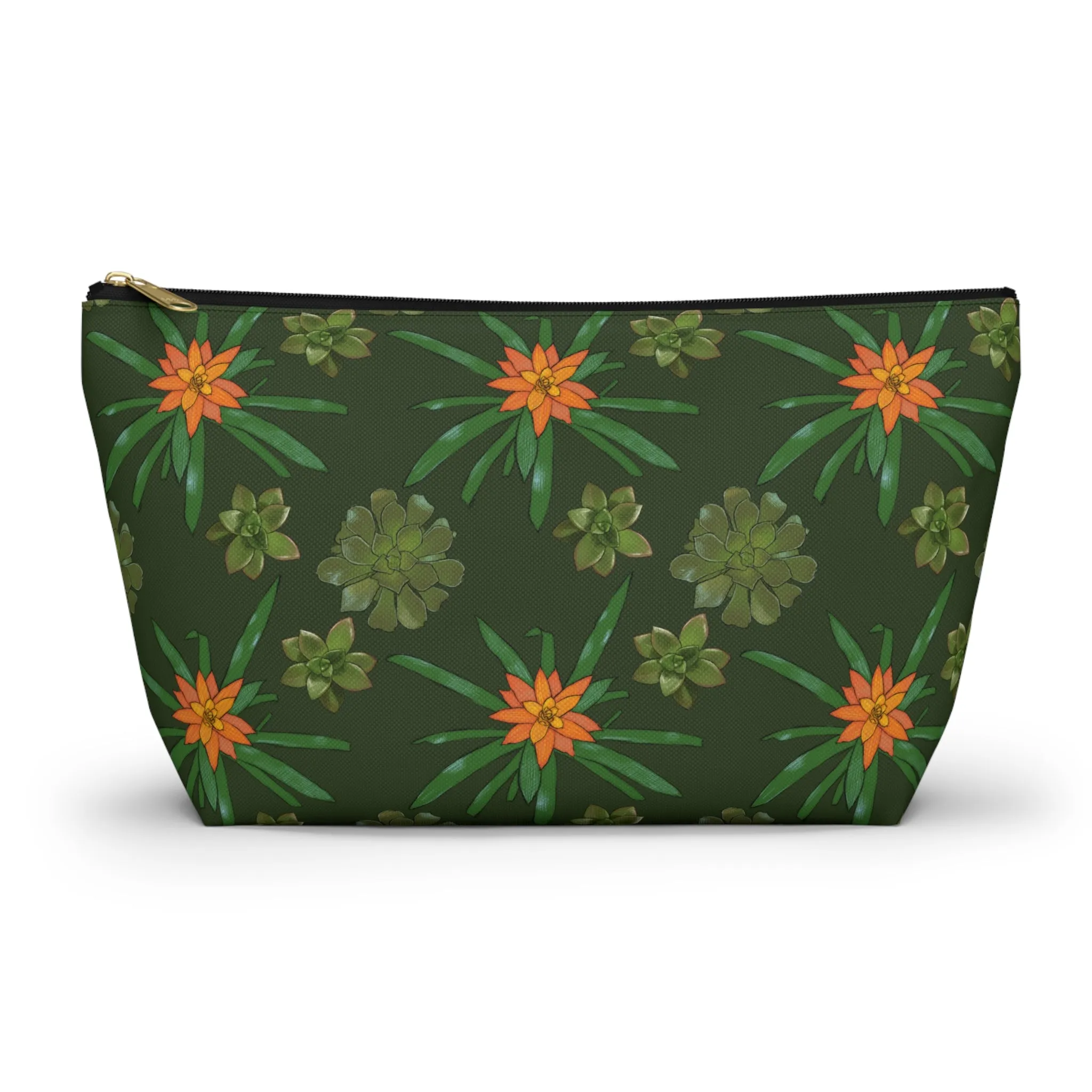 Succulent Pattern Accessory Pouch w T-bottom Makeup Bag