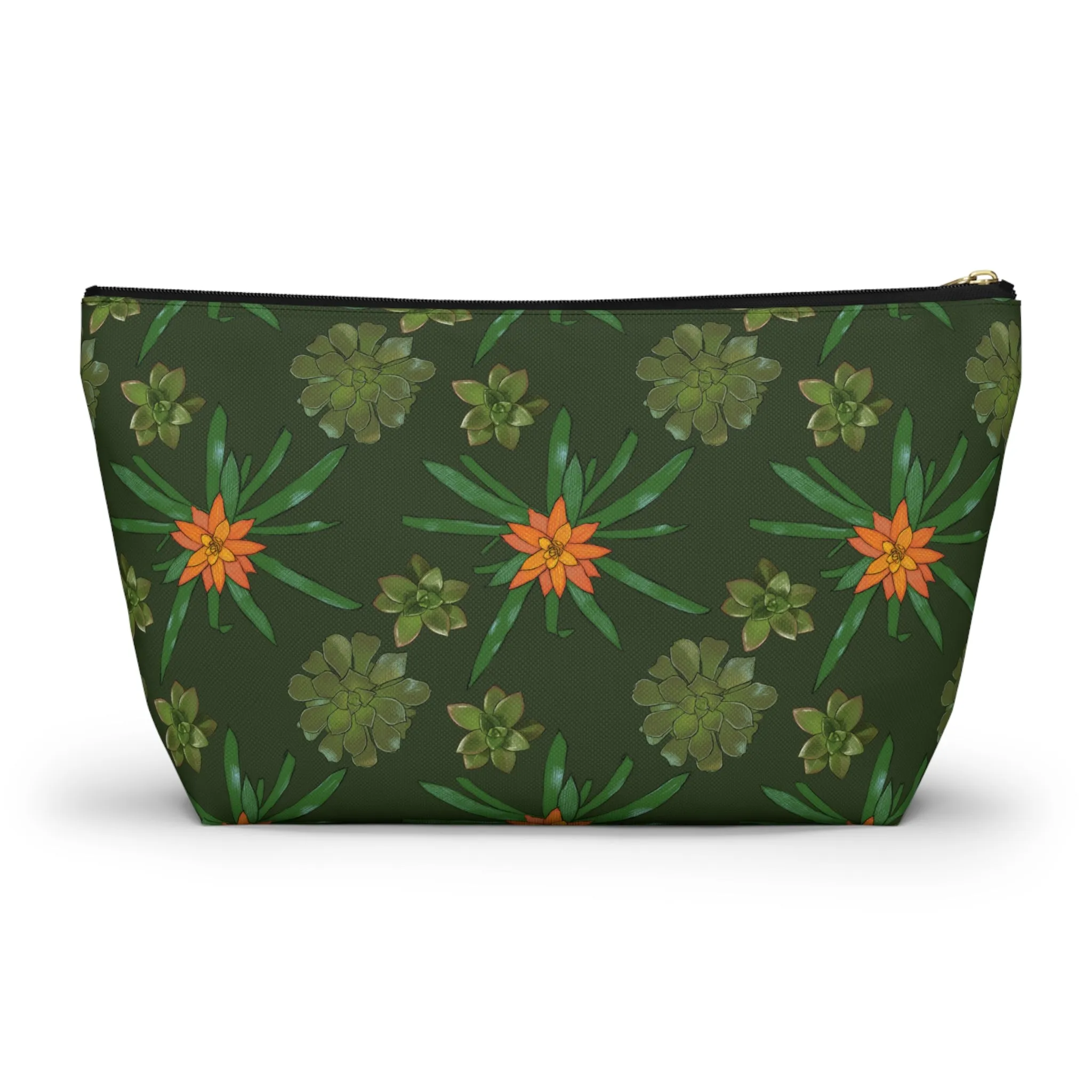 Succulent Pattern Accessory Pouch w T-bottom Makeup Bag