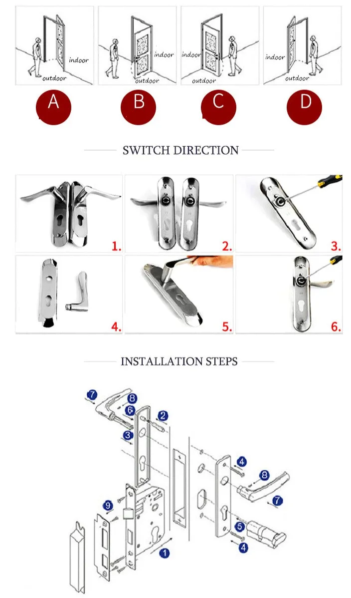 TEEK - European Style Mute Room Door Lock Handle