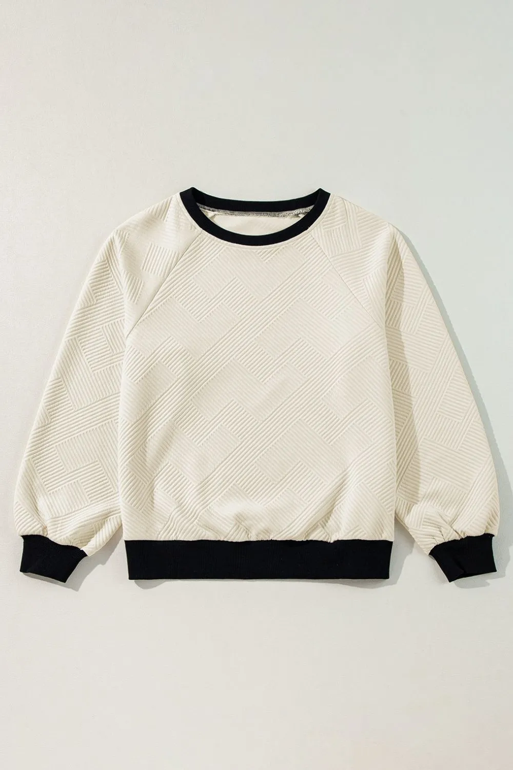 Texture Contrast Long Sleeve Sweatshirt