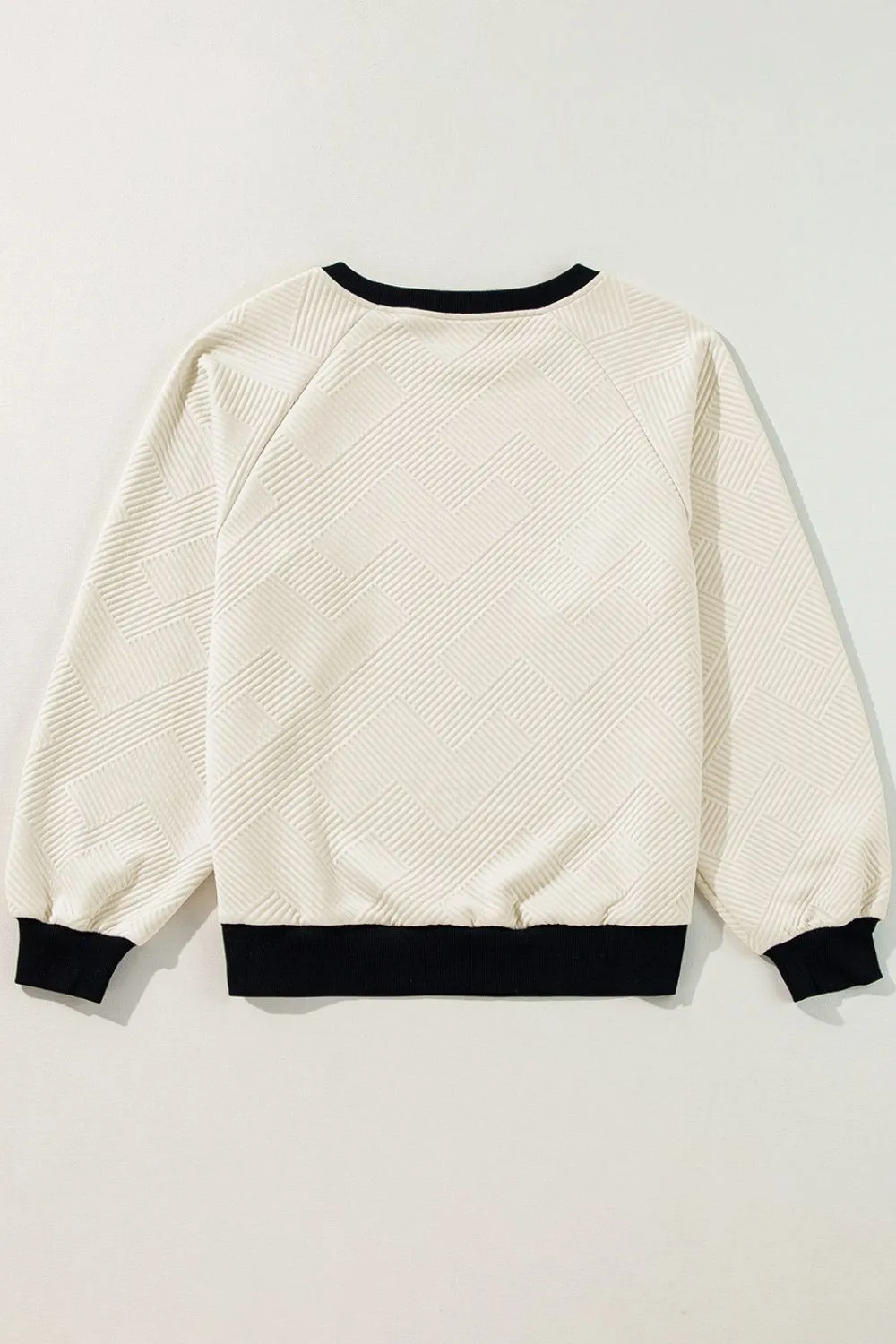 Texture Contrast Long Sleeve Sweatshirt