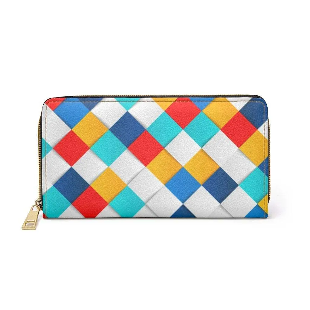 Uniquely You Womens Wallet - Zip Purse / White Multicolor Colorblock