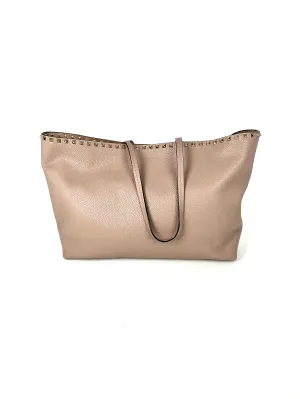 VALENTINO Rockstud Beige Poudre Leather Tote Bag