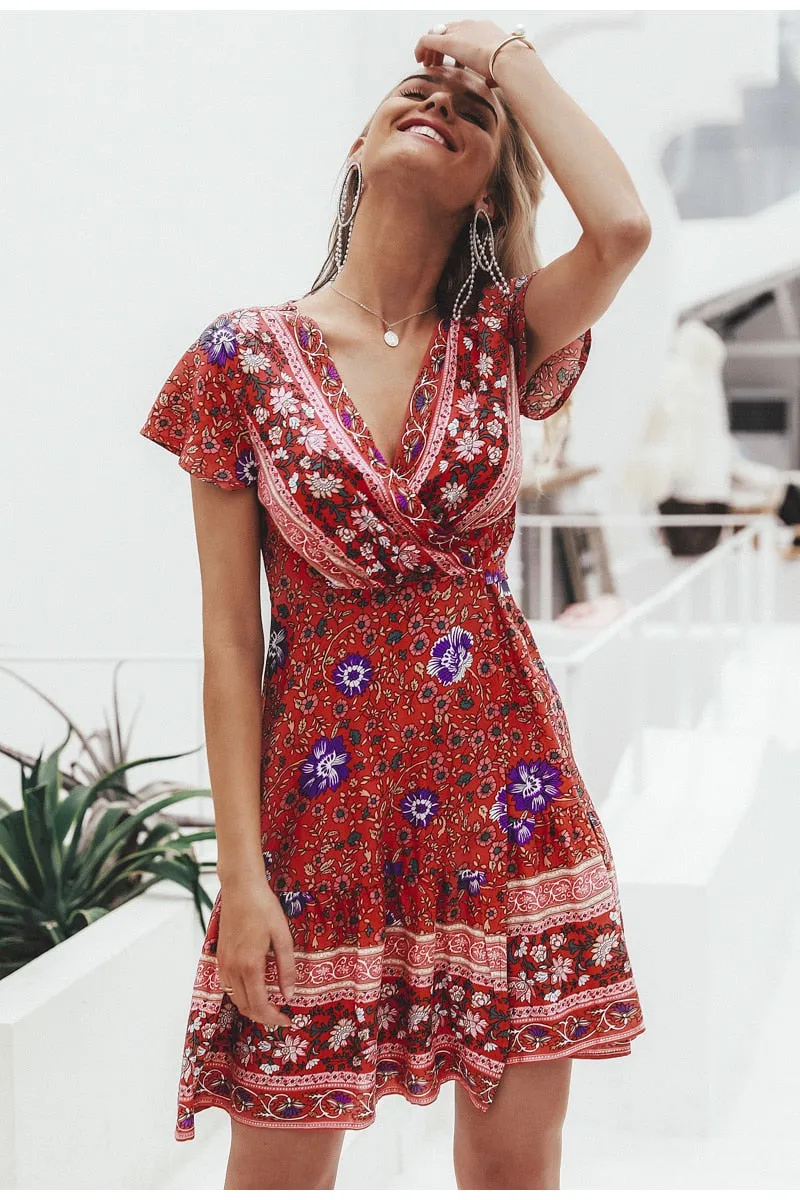 VenusFox Bohemian floral summer dress