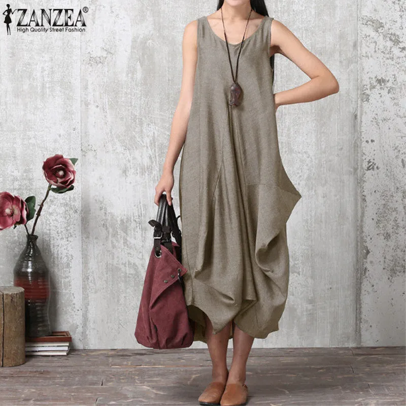 VenusFox Casual Sleeveless Irregular Maxi Dress